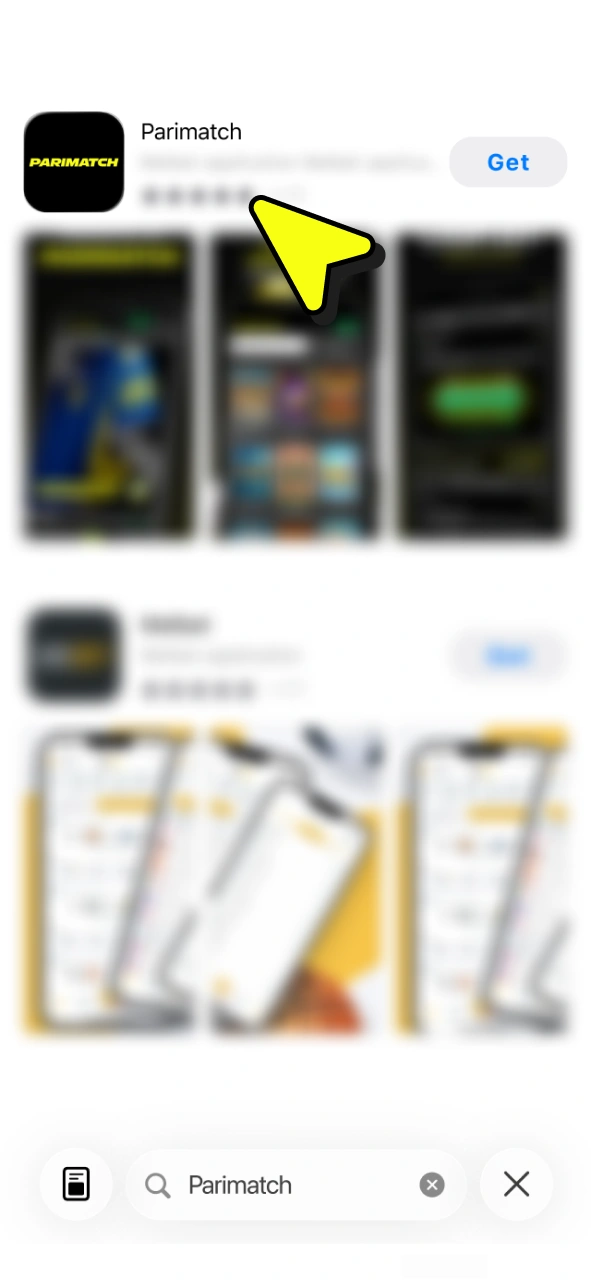 Search for Parimatch iOS app in the App Store.